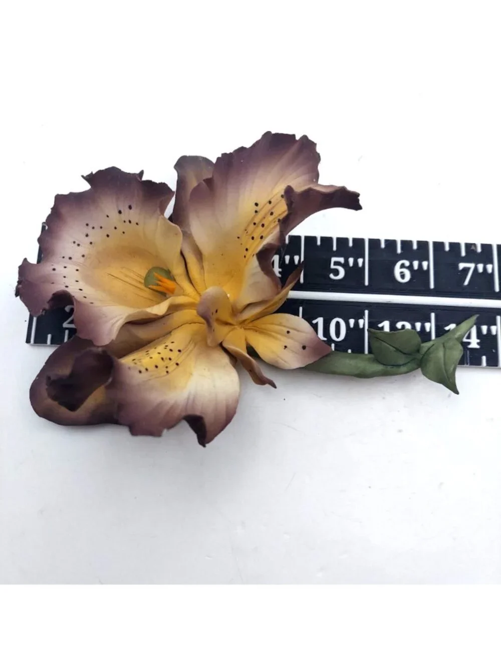 Capodimonte Iris Flower Figurine Porcelain Hand Painted Napoleon Italy Vintage